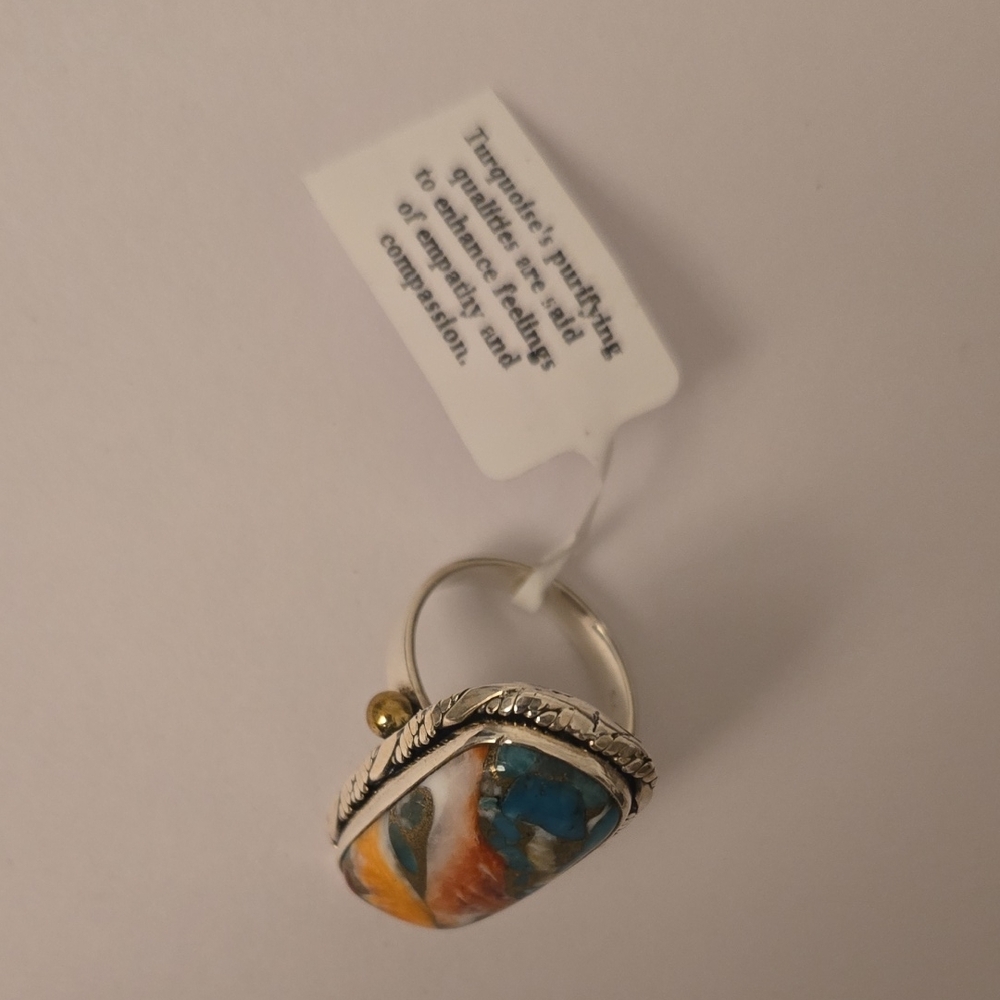 Multicolor Stone Silver Ring - image 2